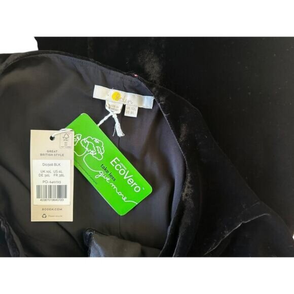 BODEN Women's Velvet Open Back Mini Dress Size 6 Black - Picture 5 of 11